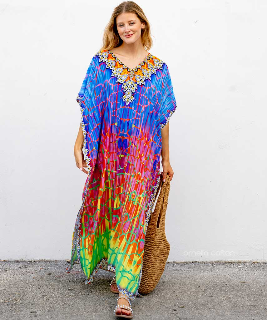 Kaftan Vibrações - Flamingo | Gata Raposa™