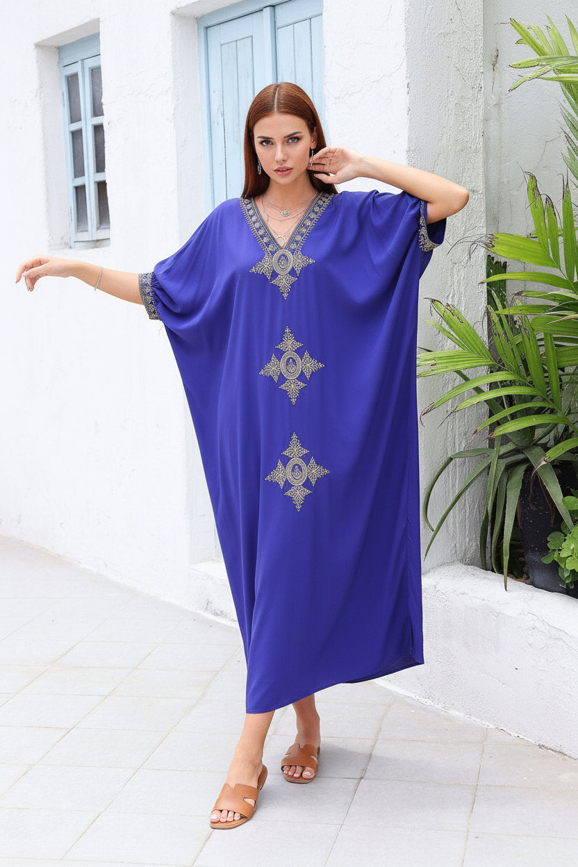 Kaftan Bordado Marine Azul R ™