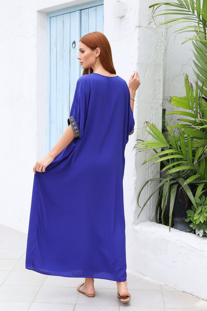 Kaftan Bordado Marine Azul R ™