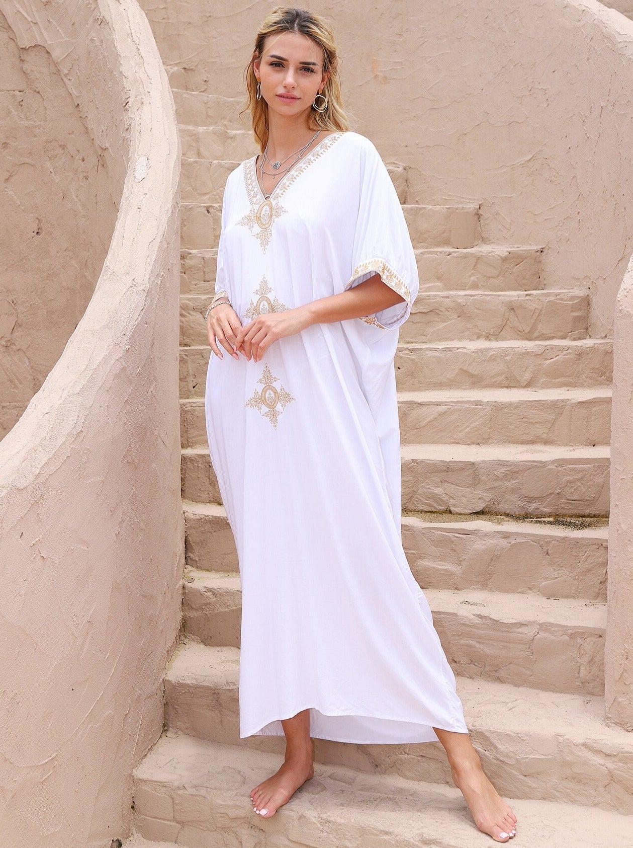 Kaftan Bordado Phoebe Branco ™