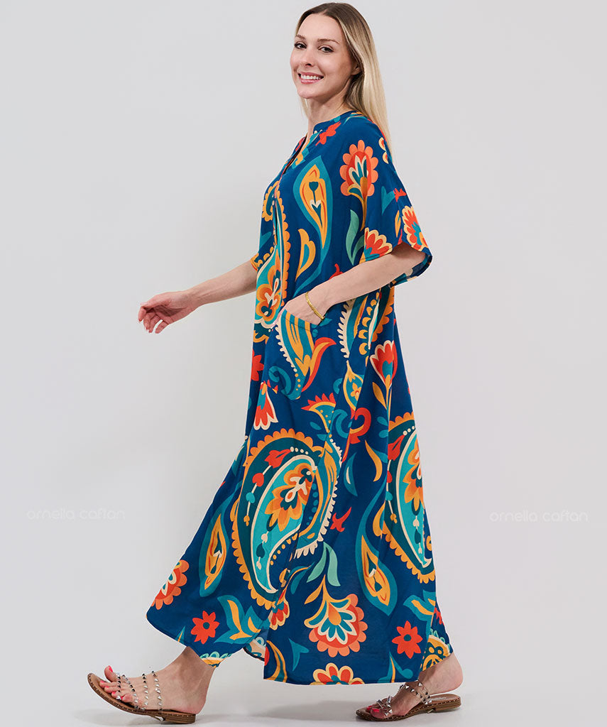 Kaftan Botânica — Safira | Gata Raposa™