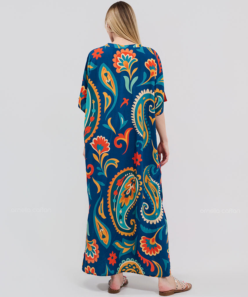 Kaftan Botânica — Safira | Gata Raposa™