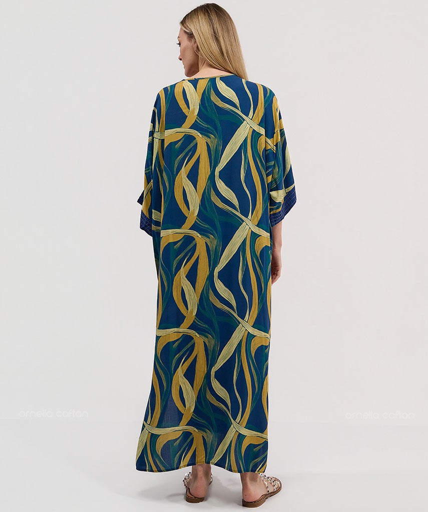 Kaftan Botânica — Esmeralda | Gata Raposa™