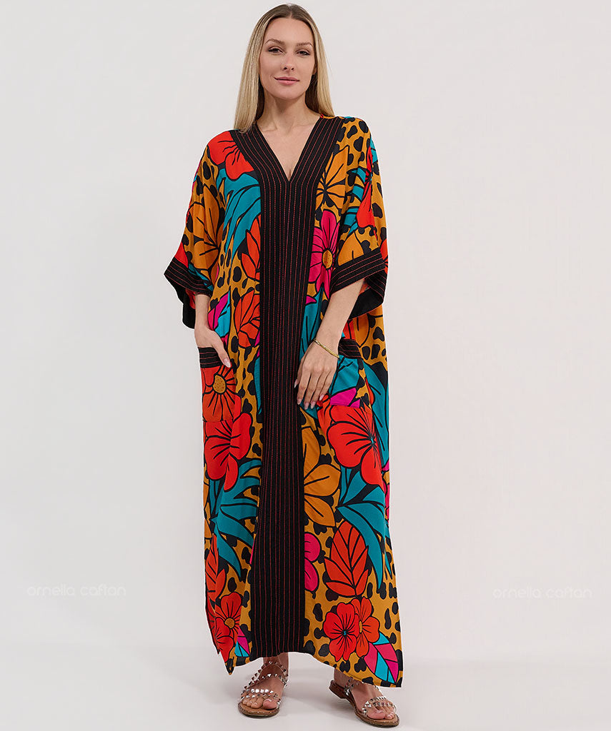 Kaftan Botânica — Amaranto | Gata Raposa™