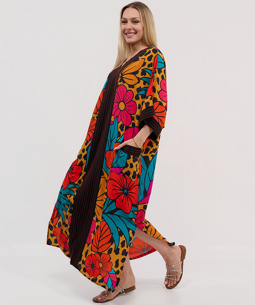 Kaftan Botânica — Amaranto | Gata Raposa™