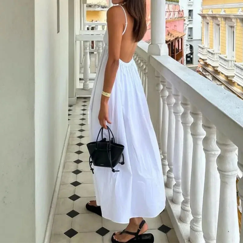 Vestido Longo Maggie - Costas Nuas — Elegância Leve para Momentos Inesquecíveis