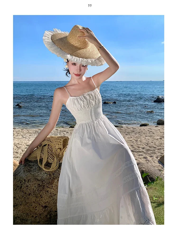 Vestido Longo Franzido com Bordado - Leila