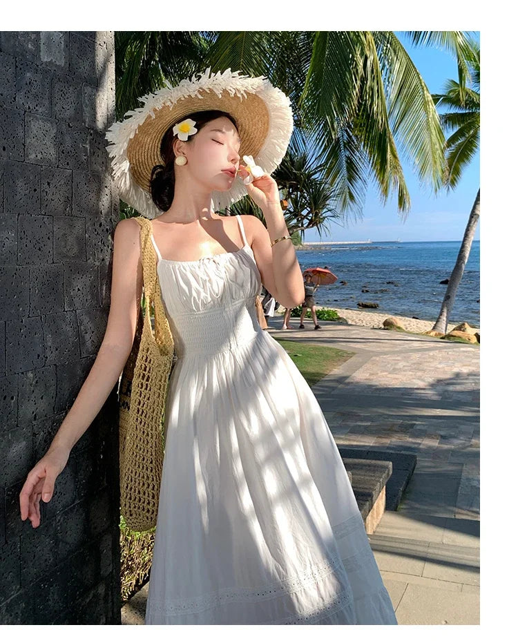 Vestido Longo Franzido com Bordado - Leila