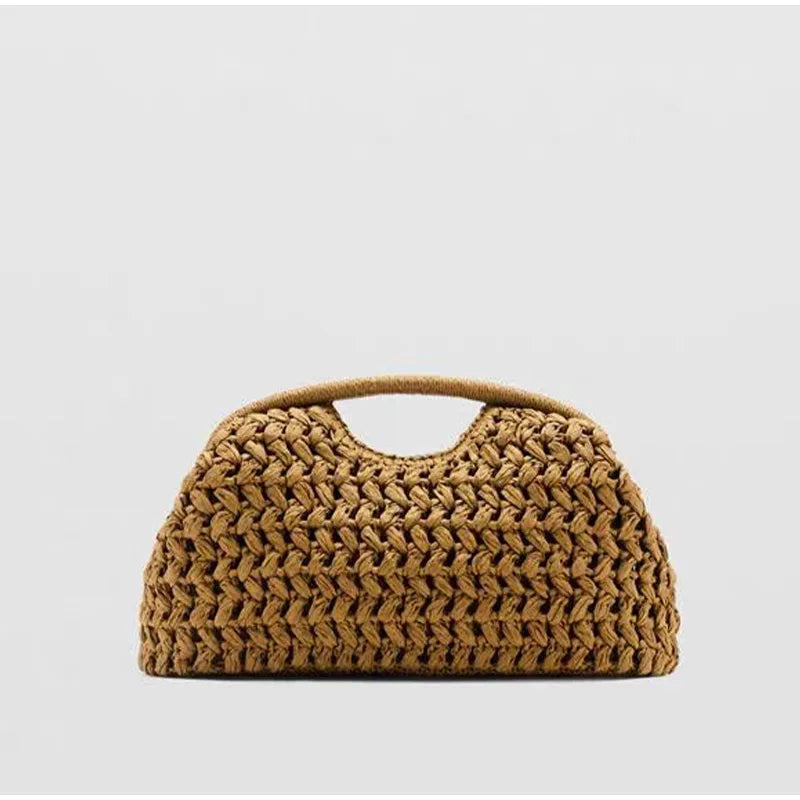 Bolsa clutch de palha natural