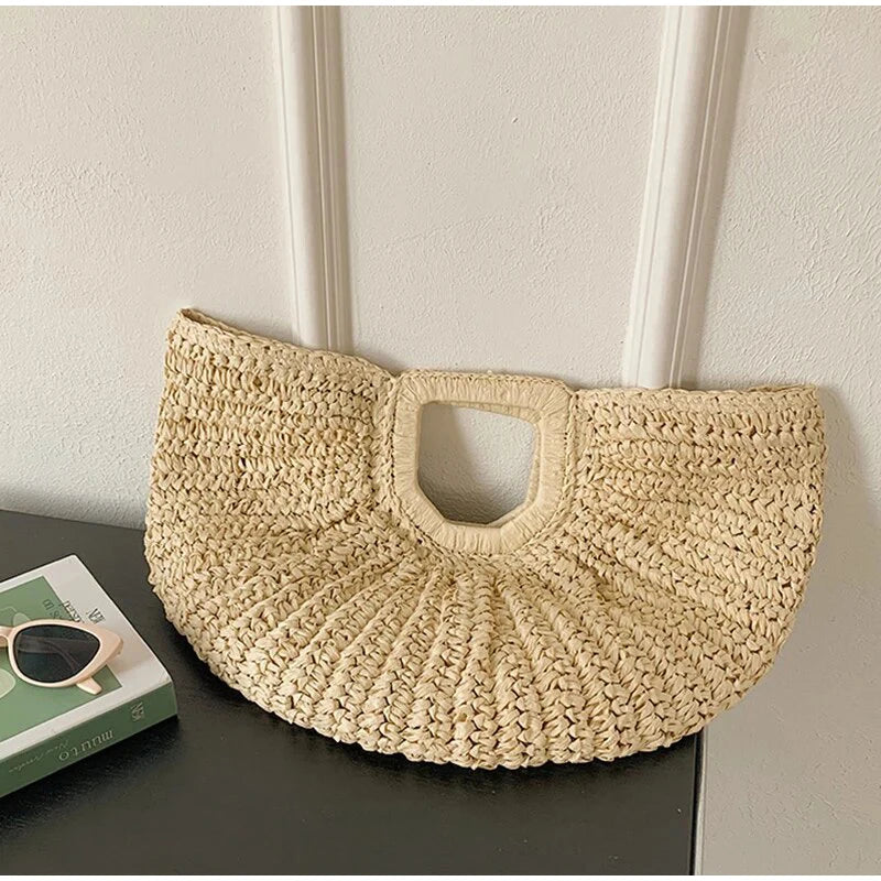 Bolsa clutch de palha natural