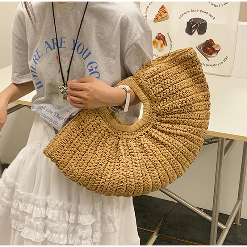 Bolsa clutch de palha natural