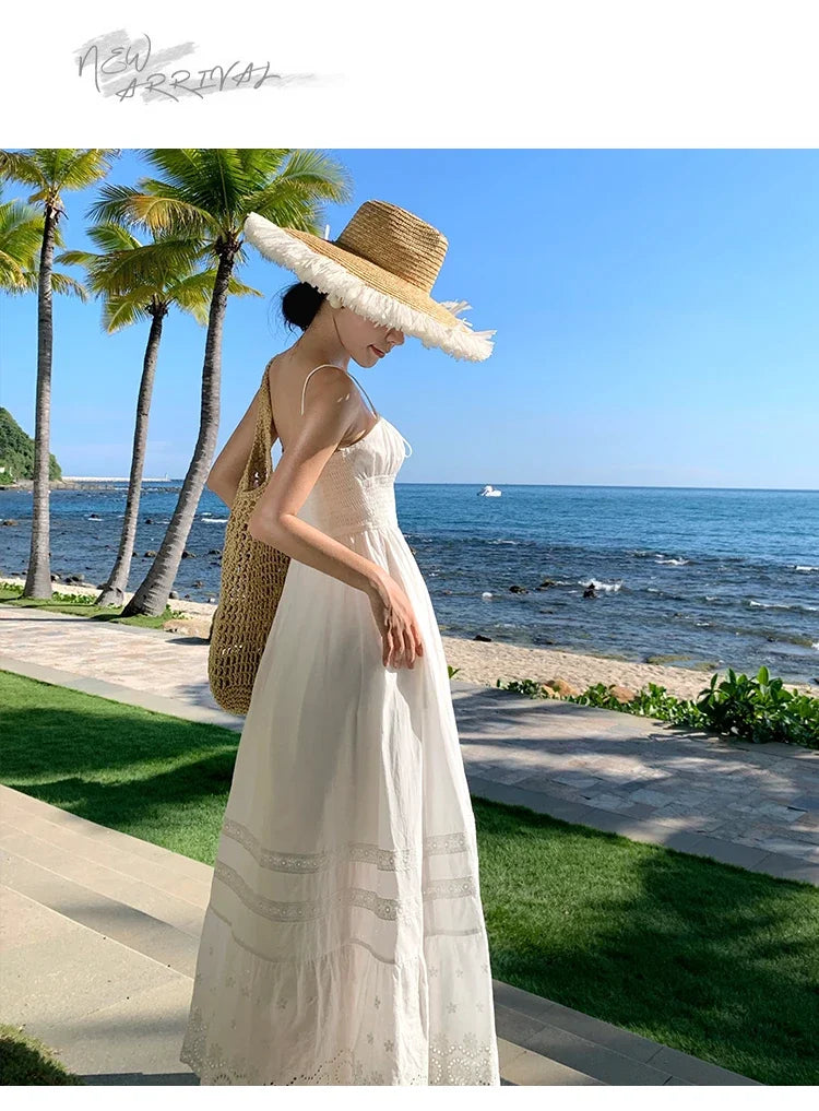 Vestido Longo Franzido com Bordado - Leila