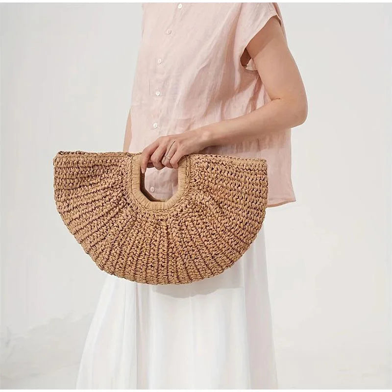 Bolsa clutch de palha natural
