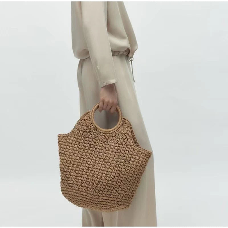 Bolsa clutch de palha natural