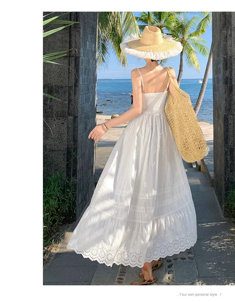 Vestido Longo Franzido com Bordado - Leila