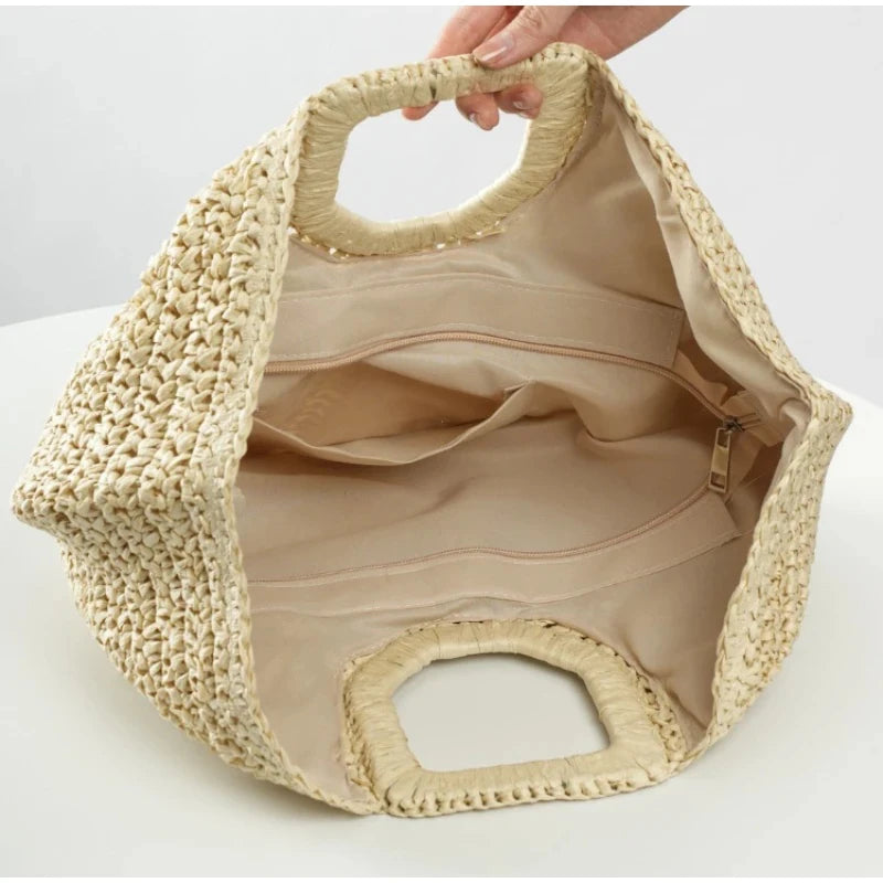 Bolsa clutch de palha natural