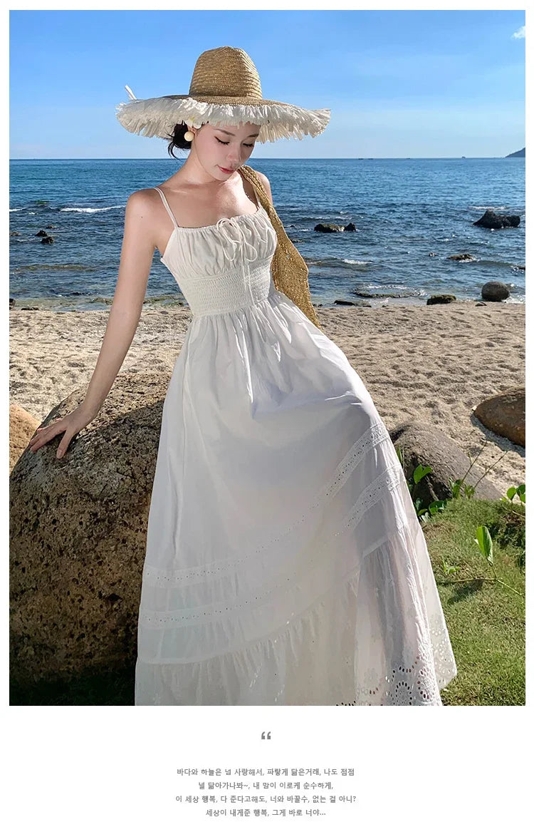 Vestido Longo Franzido com Bordado - Leila