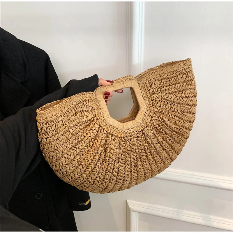 Bolsa clutch de palha natural