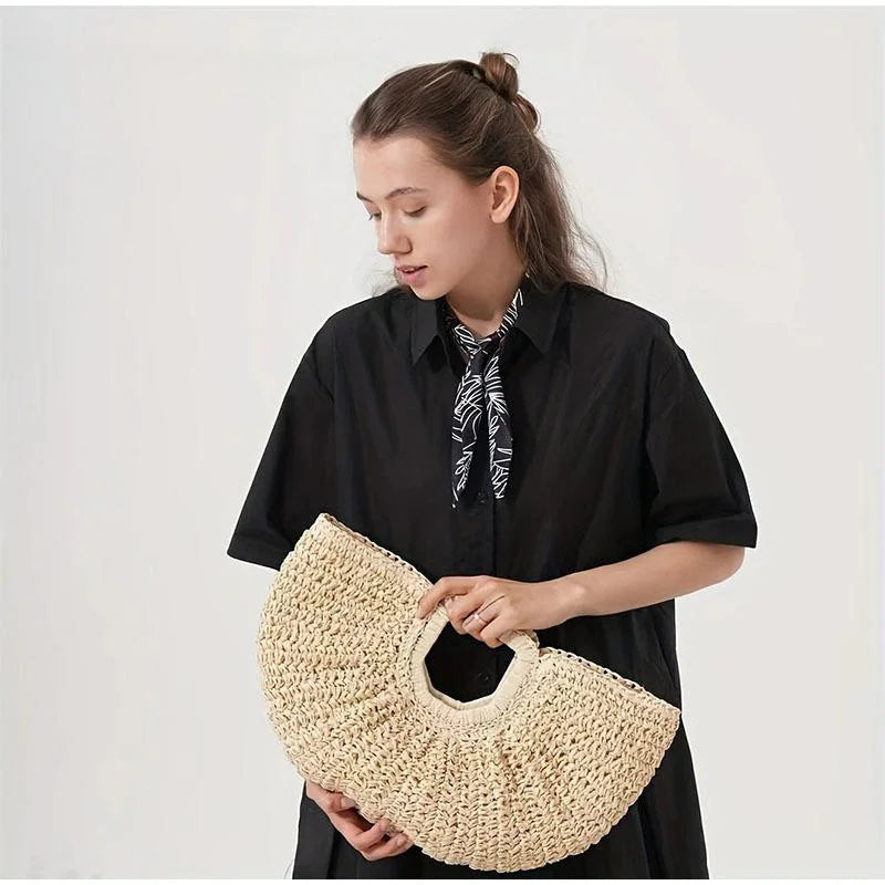 Bolsa clutch de palha natural