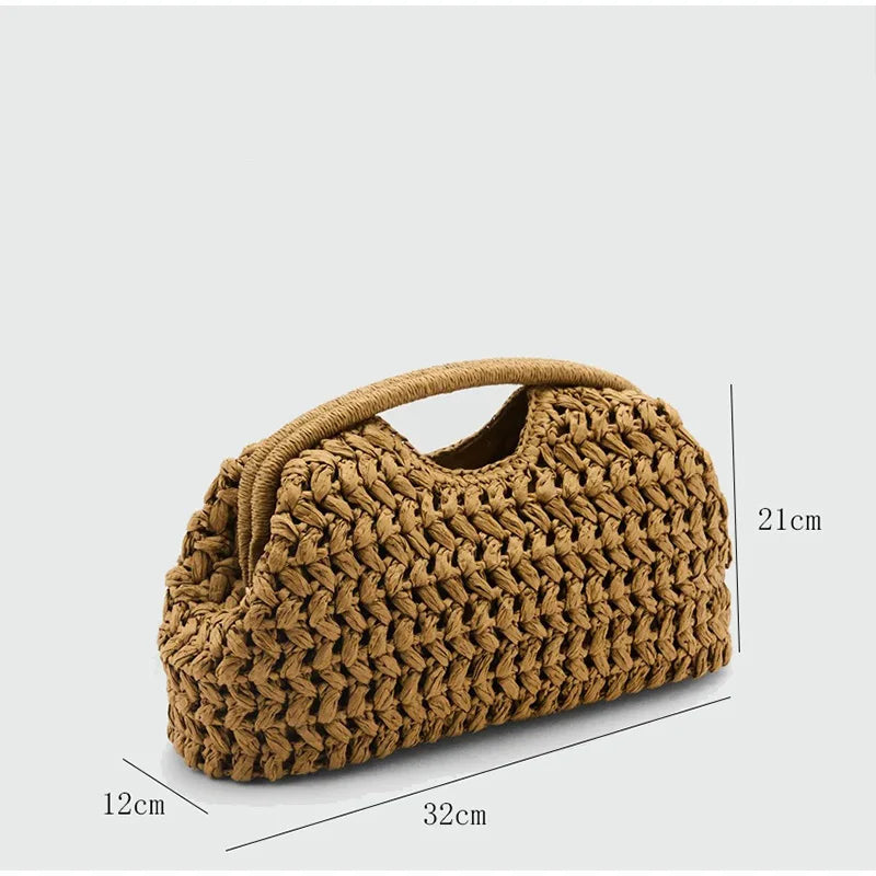 Bolsa clutch de palha natural
