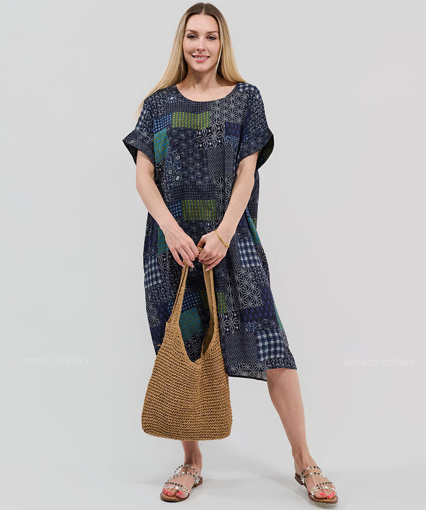 Kaftan Saara — Índigo | Gata Raposa™
