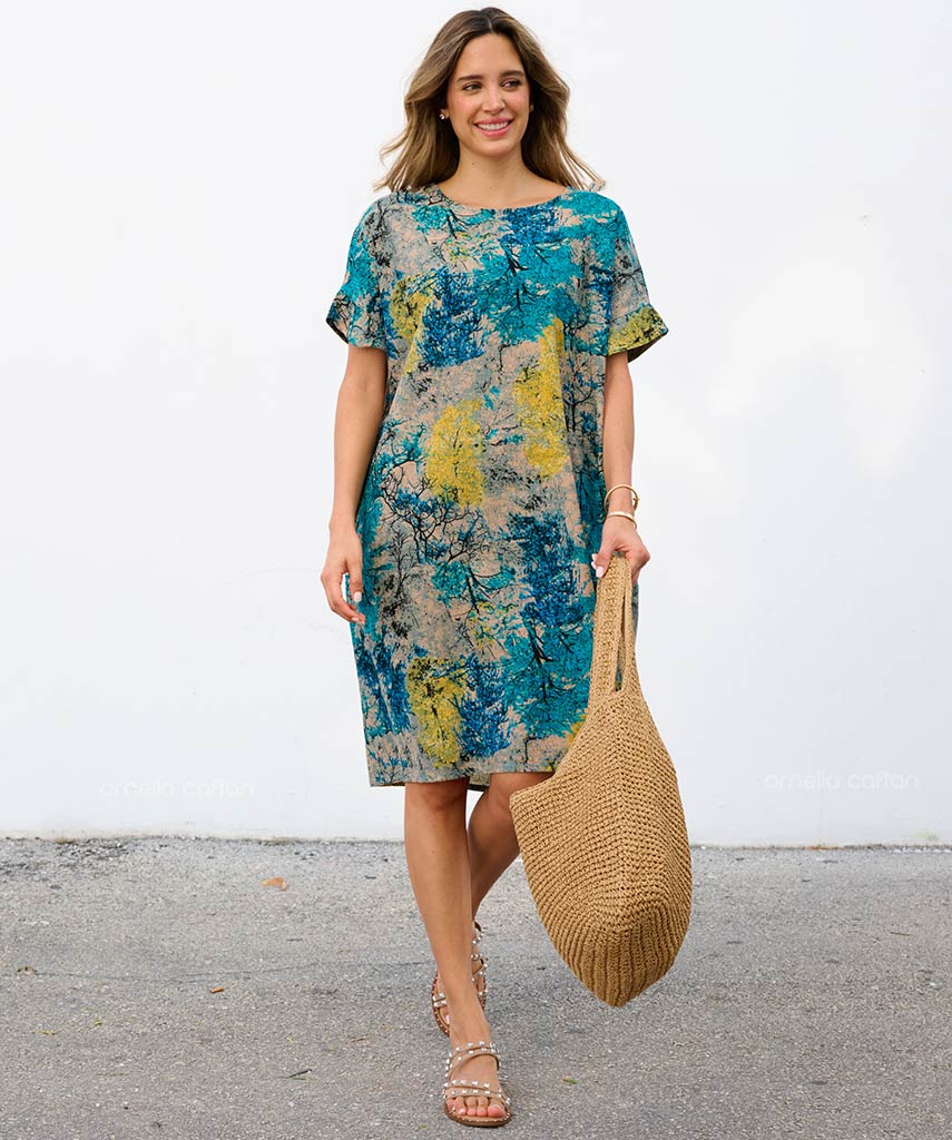 Kaftan Saara — Aqua | Gata Raposa™