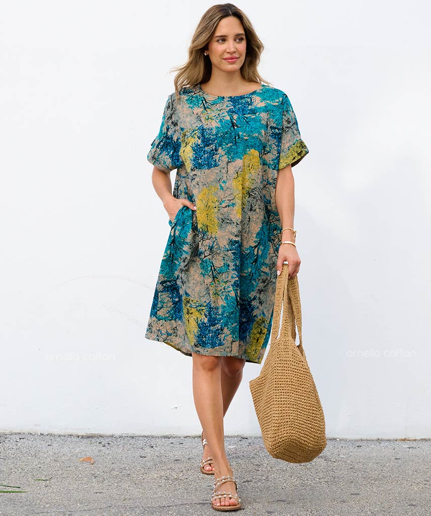 Kaftan Saara — Aqua | Gata Raposa™