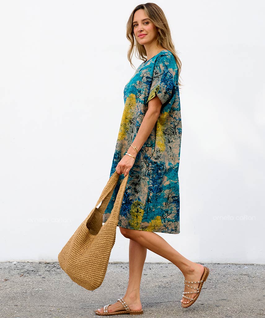 Kaftan Saara — Aqua | Gata Raposa™