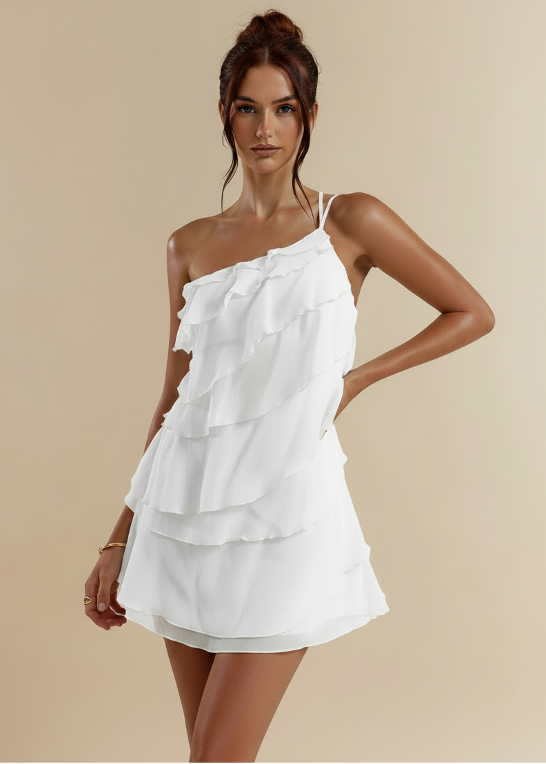 O Vestido Fiorella foi criado para mulheres que amam peças leves, elegantes e cheias de personalidade. Seu design curto assimétrico com babados em camadas traz movimento sofisticado e um visual irresistivelmente feminino, perfeito para destacar sua presença em qualquer ocasião.
Com costas nuas e delicadas alças cruzadas, o modelo valoriza a silhueta de forma elegante e moderna. O decote assimétrico combinado ao corte fluido em A proporciona conforto, leveza e um caimento encantador que veste diferentes tip