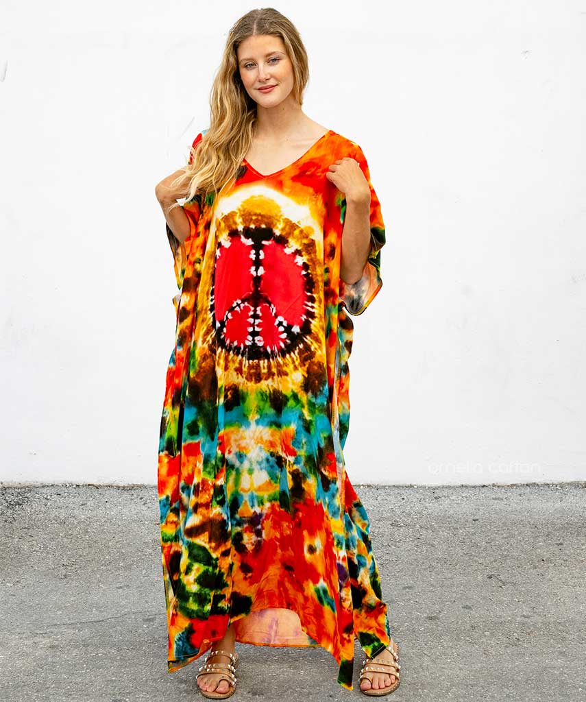 Kaftan Vibrações - Coral | Gata Raposa™