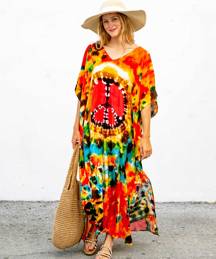 Kaftan Vibrações - Coral | Gata Raposa™
