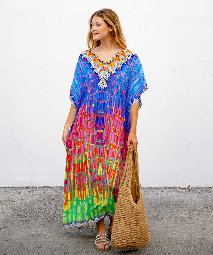 Kaftan Vibrações - Flamingo | Gata Raposa™