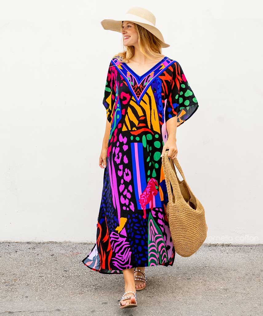 Kaftan Vibrações - Arco-Íris | Gata Raposa™