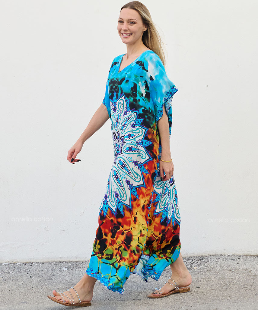 Kaftan Vibrações - Oceânica | Gata Raposa™