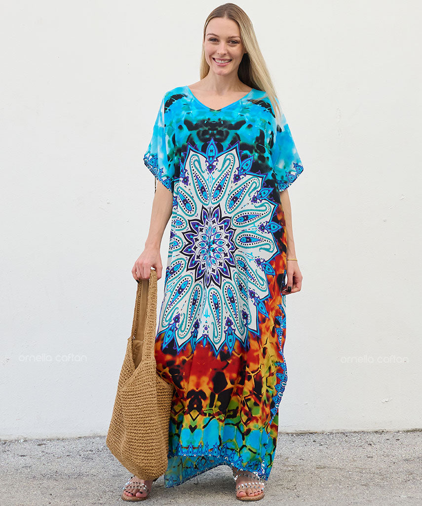 Kaftan Vibrações - Oceânica | Gata Raposa™