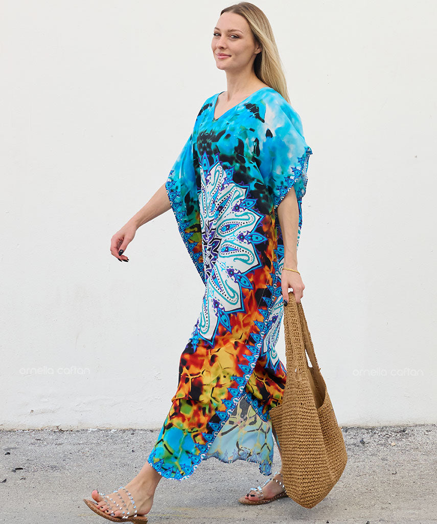 Kaftan Vibrações - Oceânica | Gata Raposa™