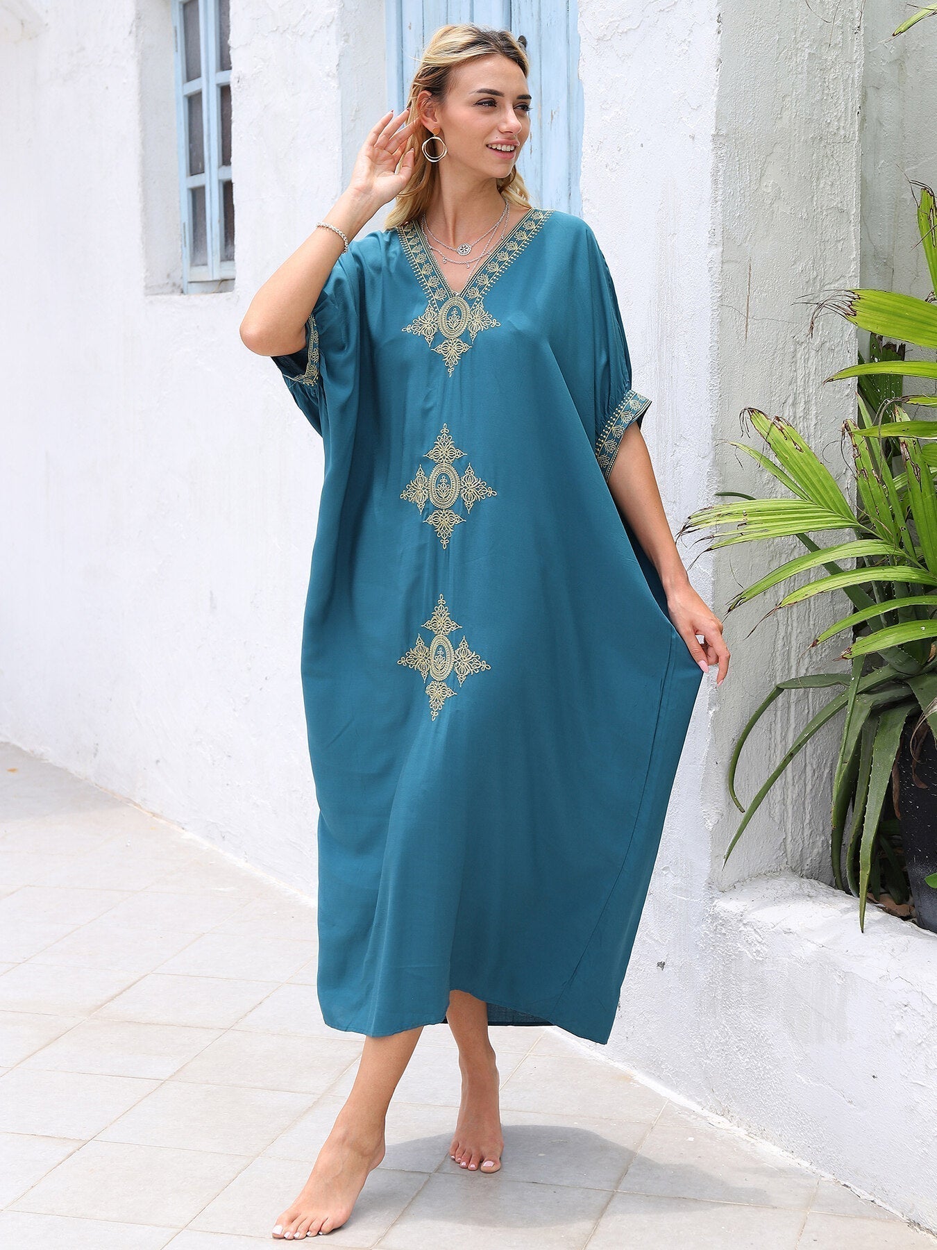 Kaftan Bordado Katry Azul ™