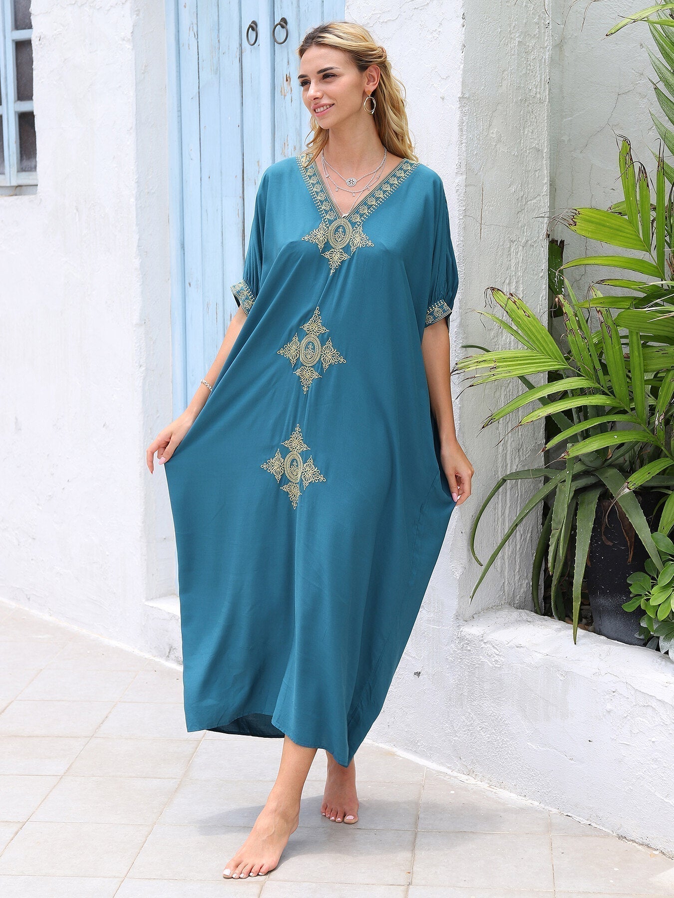 Kaftan Bordado Katry Azul ™