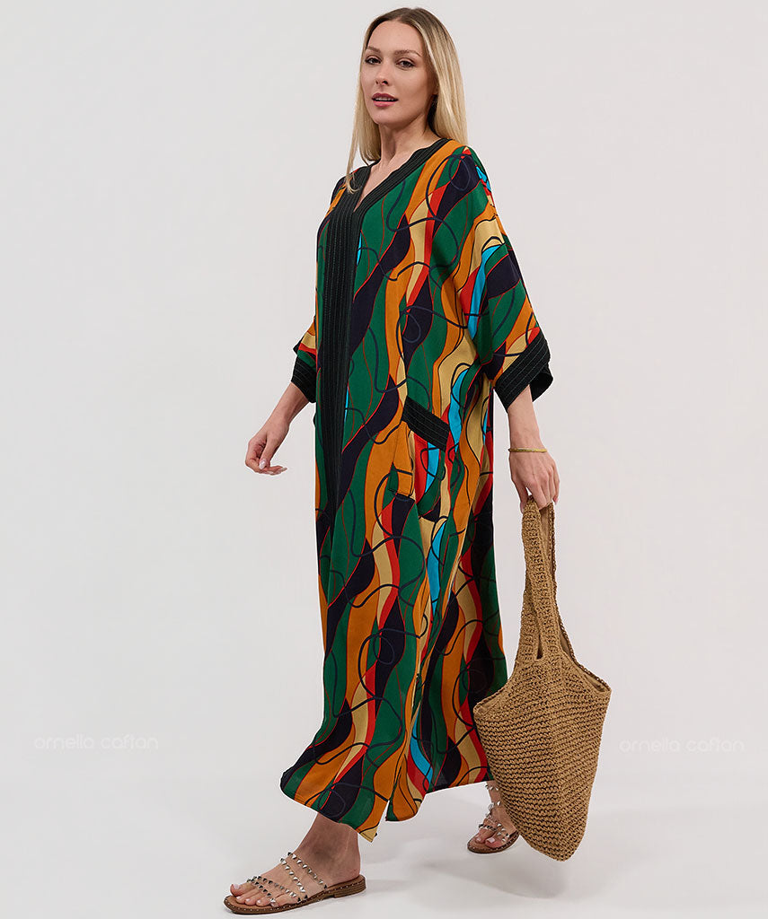 Kaftan Botânica — Jasmim | Gata Raposa™