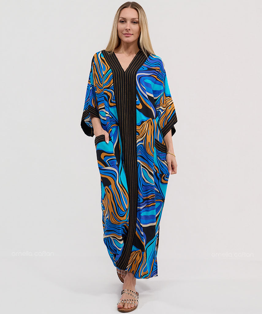 Kaftan Botânica — Lázuli | Gata Raposa™