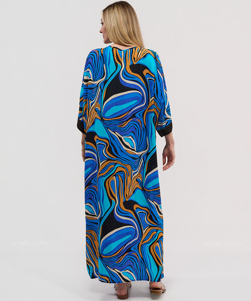 Kaftan Botânica — Lázuli | Gata Raposa™