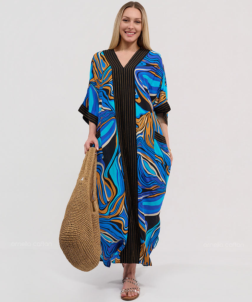 Kaftan Botânica — Lázuli | Gata Raposa™