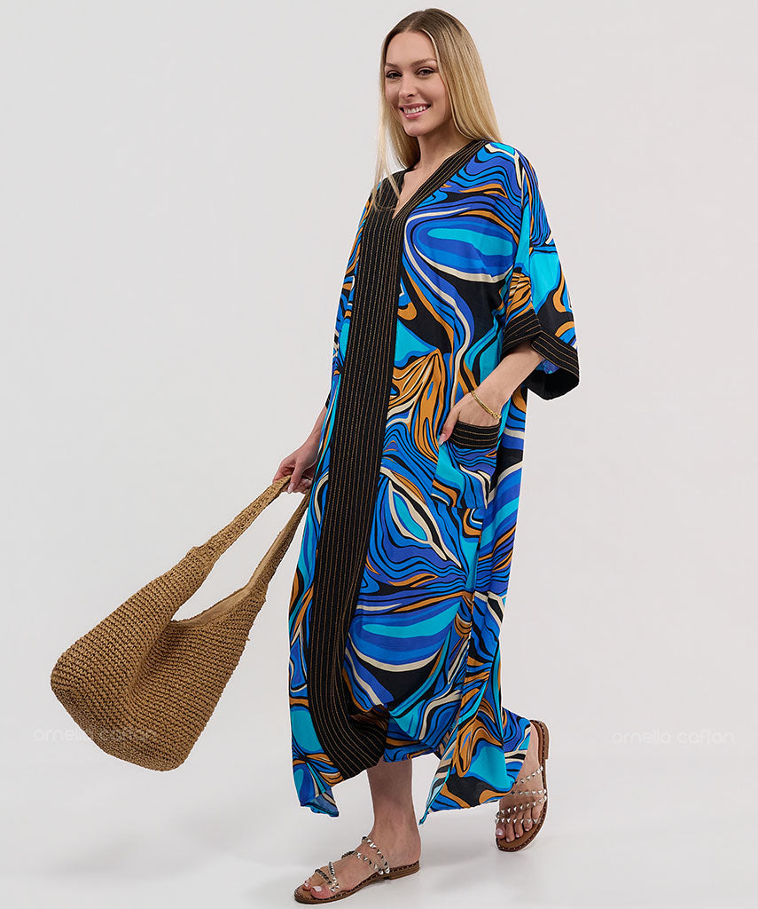Kaftan Botânica — Lázuli | Gata Raposa™