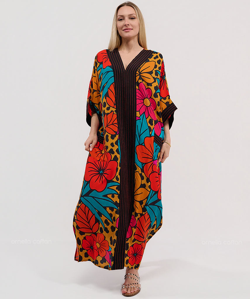 Kaftan Botânica — Amaranto | Gata Raposa™