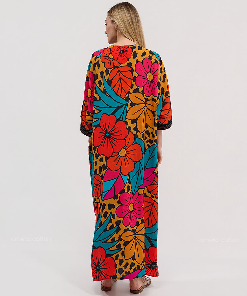 Kaftan Botânica — Amaranto | Gata Raposa™