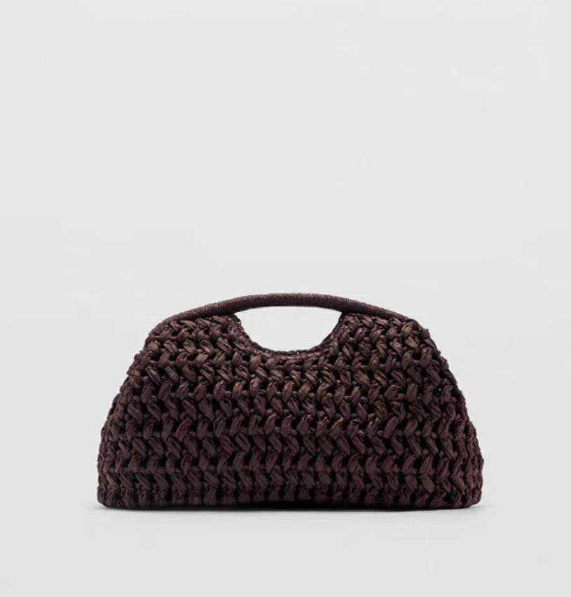 Bolsa clutch de palha natural