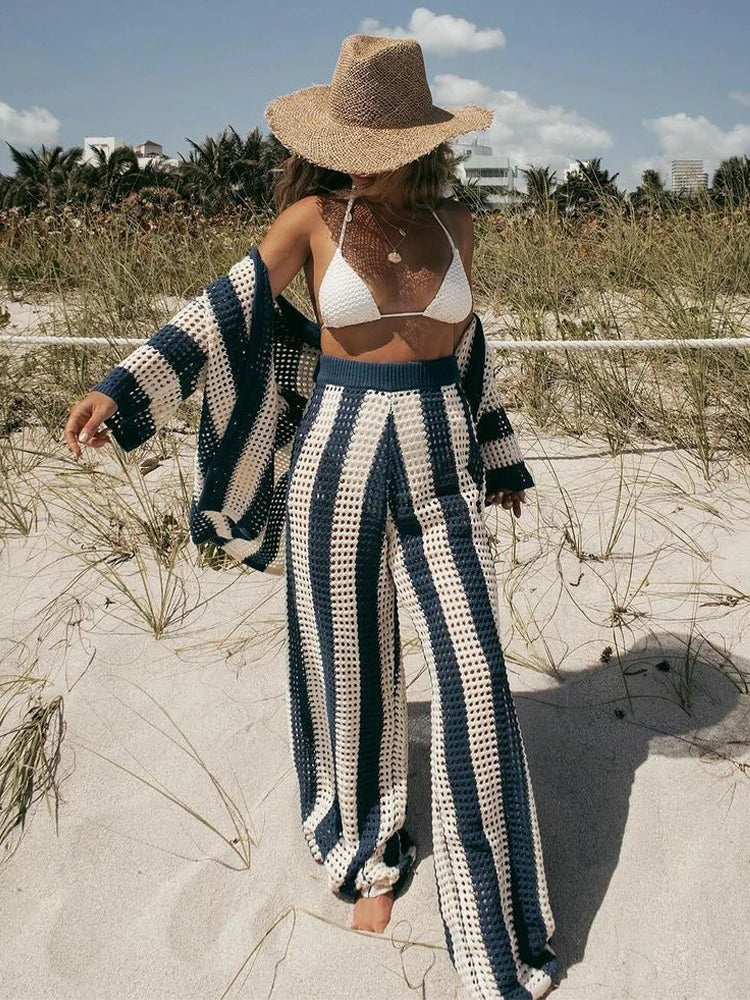 Conjunto Vico - calça e blusa de crochê