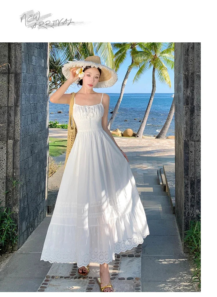 Vestido Longo Franzido com Bordado - Leila