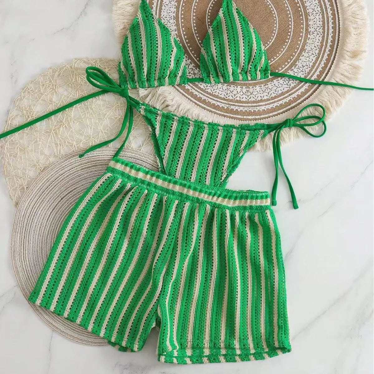 Conjunto Mirella Mar -  Biquini  e Short com Cós Elástico