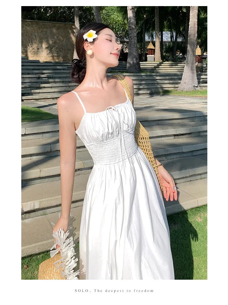 Vestido Longo Franzido com Bordado - Leila